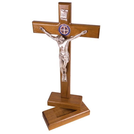 ST. BENEDICT STANDING CRUCIFIX WITH PRAYER BOX